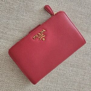 Prada Saffiano Metal Compact Wallet Pink